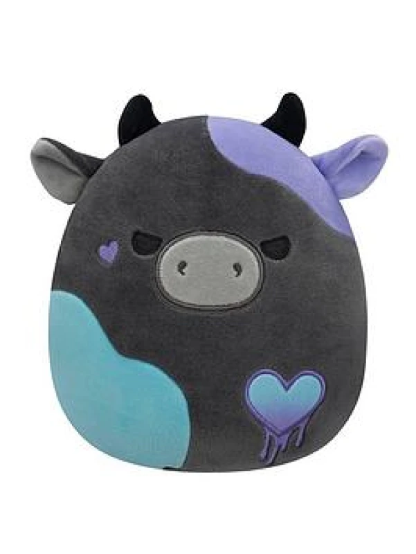 Image of Squishmallows Original 7.5-Inch Smithereens the Charcoal Cow - Valentine's Plush