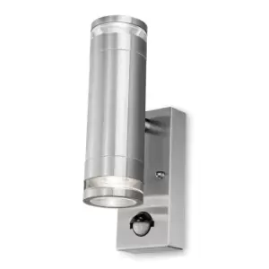 Image of 4LITE Marinus GU10 Bi-Directional Outdoor Wall Light with Pir - Stainless Steel