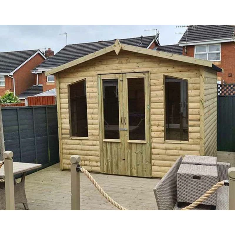Image of Churnet Valley Garden Furniture Ltd 8 X 6 CHATSWORTH SUMMERHOUSE - L243.8 x W182.9 x H243.8cm in Brown Brown Unisex