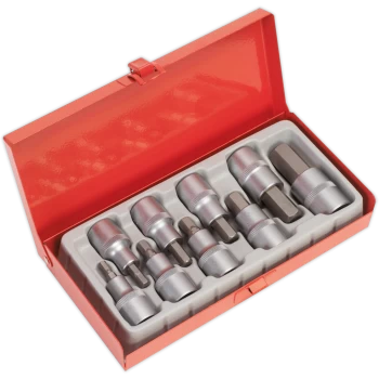 Image of Sealey 9 Piece 1/2" Drive Hexagon Socket Bit Set 1/2"