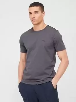 Image of BOSS Curved Regular Fit T-Shirt - Dark Grey, Size S, Men