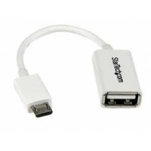Image of Startech 5" Micro USB to USB Male to Female OTG Host Adapter White