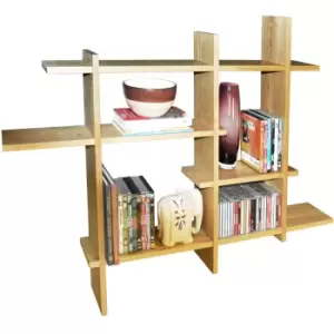 Image of Lattice - Wood Floating Geometric Retro Wall Display Storage Accent Shelf - Natural - Natural