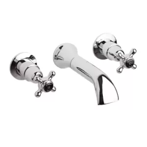Image of Hudson Reed Black Topaz With Crosshead & Domed Collar Bath Spout - Chrome / Black