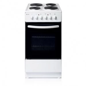 Image of Haden HES50W 50cm Electric Cooker in White Single Oven Sealed Plate