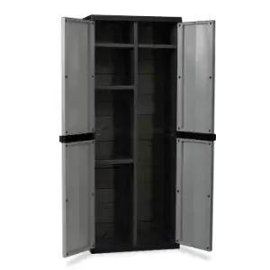 Image of 165cm Tall x 65cm Plastic Indoor / Outdoor Garden Storage Cabinet Shed in Dark Grey