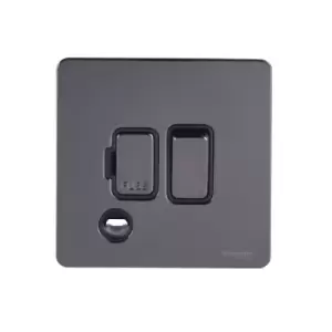 Image of Schneider USFP 13A Switched Fused Spur & Flex Outlet Black Insert Black Nickel - GU5413BBN