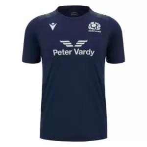 Image of Macron Scotland Rugby Training 6 Nations Shirt 2023 2024 Adults - Blue