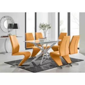 Image of Furniture Box LIRA 120 Extending Dining Table and 6 Mustard Willow Chairs