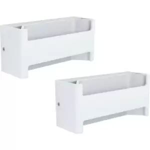 Image of 2 PACK Wall Light Colour White Shade Oblong Transparent Plastic LED 10W Inc