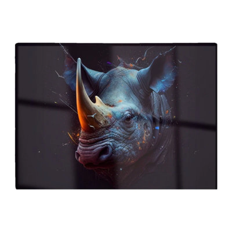 Image of Warren Reed Designer Rhino Face Splashart Glass Chopping Board