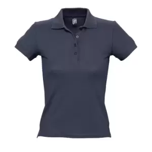 Image of SOLS Womens/Ladies People Pique Short Sleeve Cotton Polo Shirt (L) (Navy)