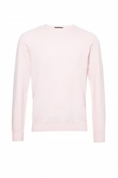 Image of Mens French Connection Stretch Cotton Crew Neck Jumper Pink