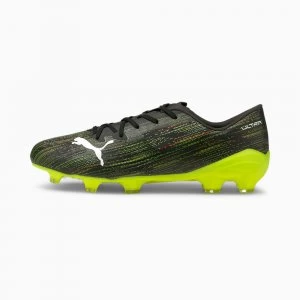 Image of PUMA Ultra 2.2 FG/AG Mens Football Boots, Black/White/Yellow Alert Size 7 Shoes