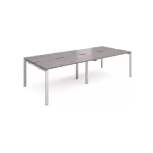 Image of Adapt double back to back desks 2800mm x 1200mm - silver frame and grey oak top