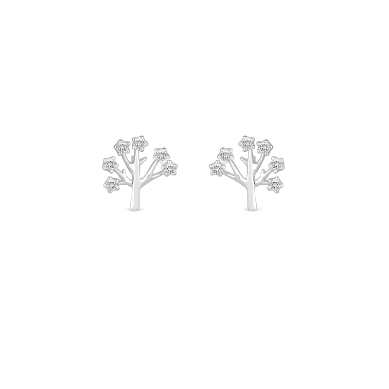 Image of Simply Silver Sterling Silver 925 Cubic Zirconia Fine Tree of Lo Hoop Earrings One Size Silver 70552911000