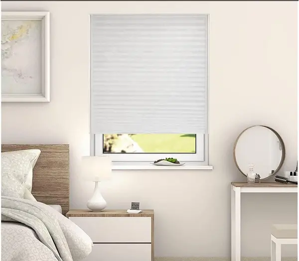Image of New Edge Blinds Temporary Dim Out Pleated Blind Shade 200cm Drop 60cm Width Charcoal Grey Pleated Blind White