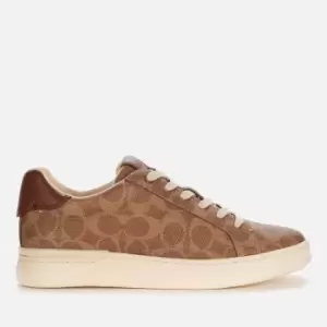 Image of Coach Womens Lowline Coated Canvas Trainers - Tan - UK 8