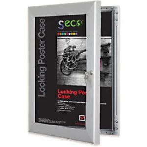 Image of Stewart Superior Wall Mountable Lockable Poster Case 31 x 76cm Silver