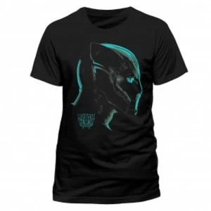 Image of Black Panther Movie - Neon Face Mens XX-Large T-Shirt - Black