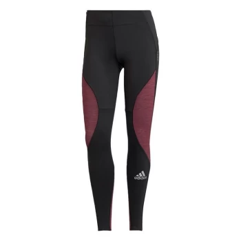 Image of adidas Fast Running Primeblue Leggings Womens - Black / Victory Crimson