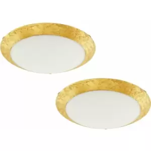 Image of Loops - 2 pack Wall Flush Ceiling Light Colour White Shade White Gold Glass LED 16W