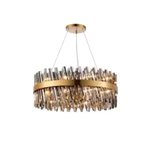 Image of Lysander 24 Light G9, Ceiling Pendant Round, Brass, Smoke Item Weight: 23.13kg
