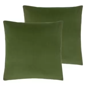 Image of Evans Lichfield Sunningdale Twin Pack Polyester Filled Cushions Olive 50 x 50cm