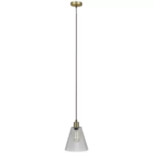 Image of Minisun - Ceiling Pendnat Light Fitting Matt Gold Hanging Light Glass Shade No Bulb