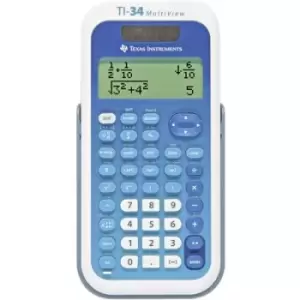 Image of Texas Instruments TI-34 MULTIVIEW CAS calculator White, Blue Display (digits): 16 solar-powered, battery-powered (W x H x D) 80 x 19 x 158 mm