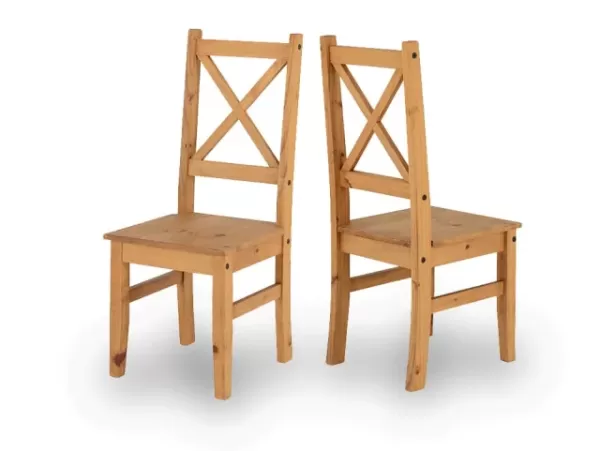 Image of Seconique Salvador Set of 2 Waxed Pine Dining Chairs