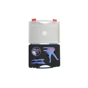 Image of WEICON Crimp Set Pro Tool Case with 2 Stripping Tools & Wire end ferrules, Blue/Red