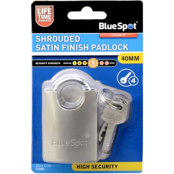 Image of Bluespot - 77042 40mm Shrouded Satin Finish Padlock