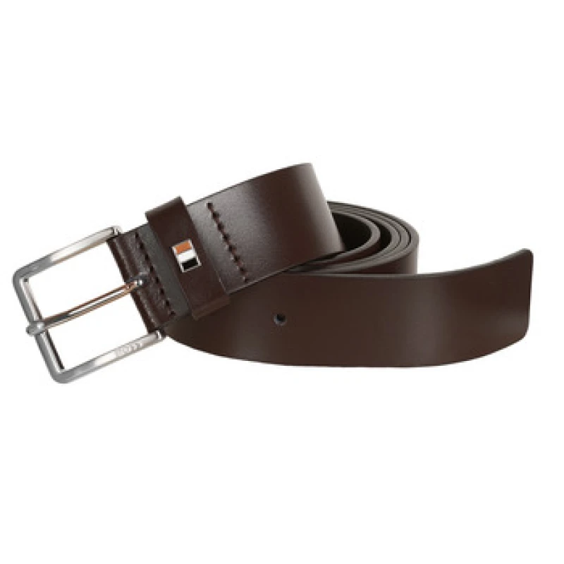 Image of Boss Mens Ther Flag E Leather Belt Dark Brown male 32R (85cm)