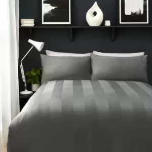 Image of Appletree Boutique - Capri Dobby Stripe 100% Cotton 200 Thread Count Duvet Cover Set, Charcoal, Single