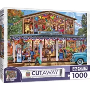 Image of Masterpieces Puzzle Cutaway Hometown Market Ez Grip Puzzle 1000 piece jigsaw puzzle