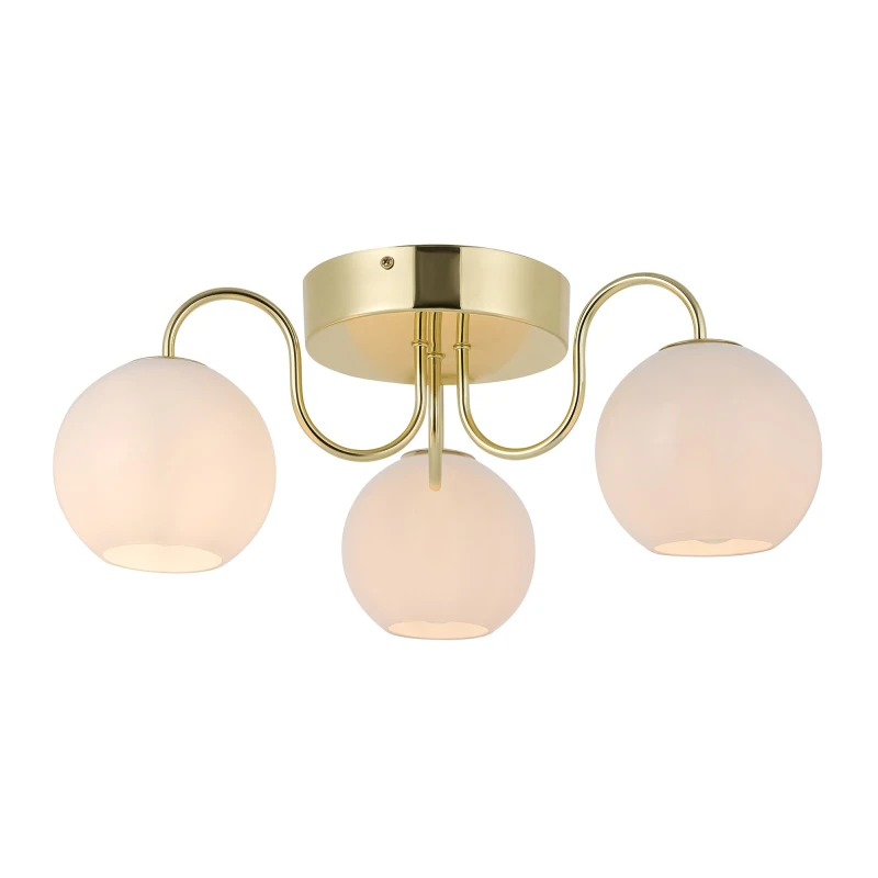 Image of Nordlux Franca Indoor Ceiling Light Brass Metal E14 Hand Blown Glass - Mains Powered, IP20 in Gold Gold Unisex