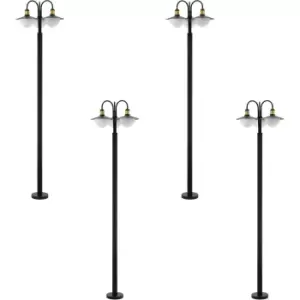Image of 4 PACK IP44 Outdoor Bollard Light Black & Gold Curved Lamp Post 3x 60W E27