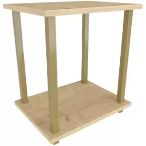Image of Decorotika - Gurnee Side, End Table, Coffee Table, Bedside Table For Living Room, Lounge, Foyer, Hallway, Bedroom - Gold-Oak - Gold / Oak