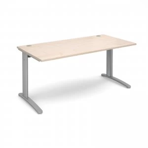 Image of TR10 Straight Desk 1600mm x 800mm - Silver Frame maple Top