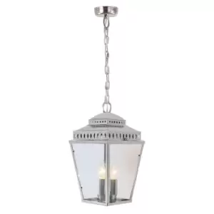 Image of Outdoor IP44 3 Bulb Chain Lantern Highly Polished Nickel LED E14 60W