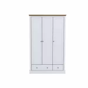 Image of LPD Devon 3 Door 2 Drawer Wardrobe White
