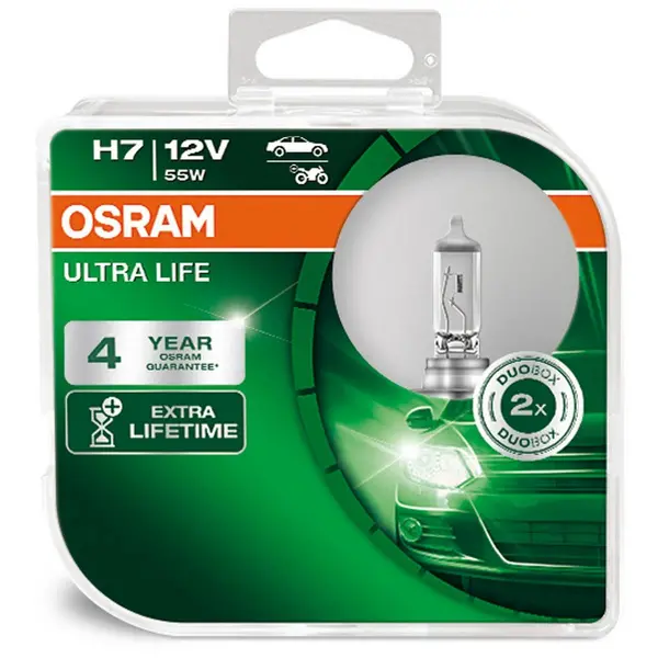 Image of OSRAM Light Bulbs H7 64210ULT-HCB Bulb, spotlight VW,AUDI,MERCEDES-BENZ,Golf IV Schrgheck (1J1),Golf V Schrgheck (1K1),POLO (9N_),TOURAN (1T1, 1T2)
