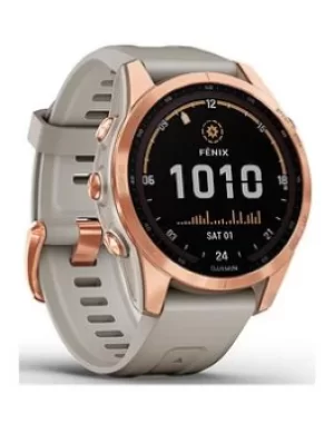 Image of Garmin Garmin Fenix 7S Solar Multisport Gps Watch, Rose Gold With Light Sand Band