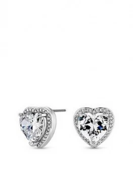 Image of Jon Richard Cubic Zirconia Heart Stud Earrings