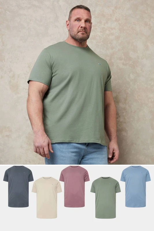Image of BadRhino Mens 5 Pack Core T-Shirts in Green Size: Large Green Male L