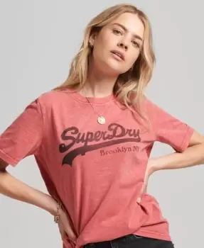 Image of Superdry Womens Embellished Graphic Logo T-Shirt Red / Expedition Red - Size: 10