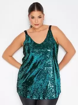 Image of Yours Sequin Mesh Cami - Blue Size 16, Women