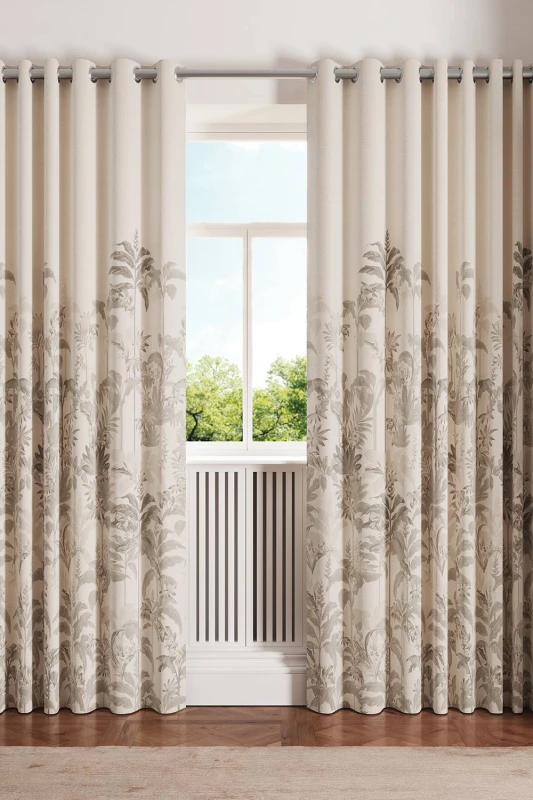 Image of Ted Baker 'Rhapsody' Cotton Lined Curtains in Cream Size: 228cm width x 183cm drop Cream Unisex 228cm width x 183cm drop