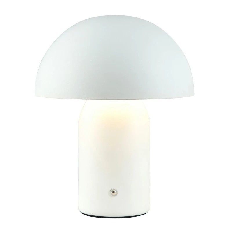 Image of Happy Homewares Modern Rechargeable Mushroom Table Lamp with Touch Dimmer Button in White Size: 10" White Unisex 10"
